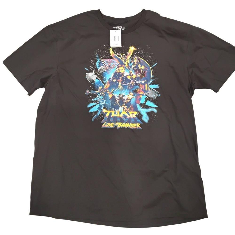 Marvel Thor Love and Thunder Graphic T-Shirt Mens 2XL Black Movie Poster NWT